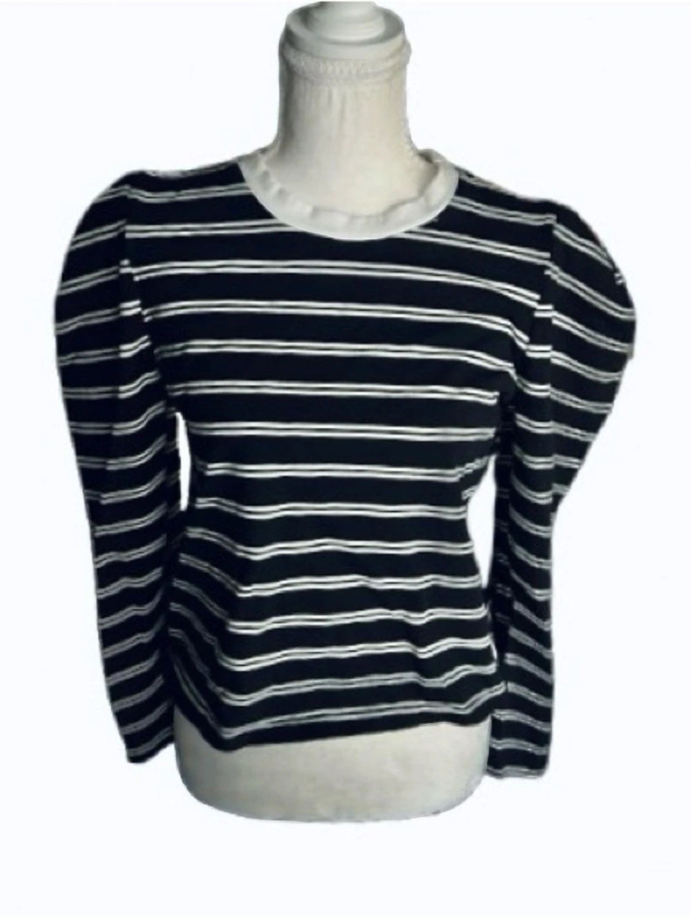 NWT Puffy Shoulder ENGLISH FACTORY Top Shirt Cotton Blend Preppy Striped Small